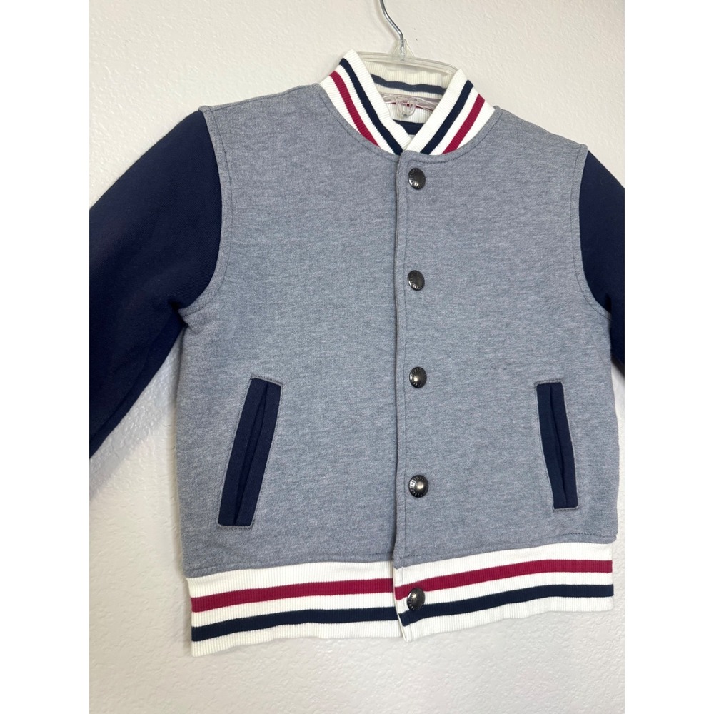 Gymboree Boys Varsity Bomber Jacket Gray Navy Red Size 4 - Picture 4 of 6